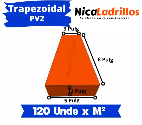dimensiones o medidas de ladrillo pv2 trapezoidal